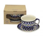 Cup + saucer in a cardx - Polish pottery