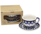 Cup + saucer in a cardx - Polish pottery