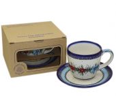 Cup + saucer in a cardx - Polish pottery