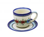Cup + saucer - Polish pottery