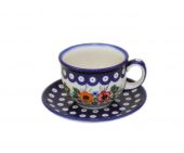 Cup + saucer - Polish pottery