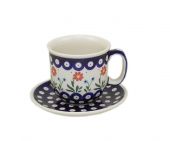 Cup + saucer - Polish pottery