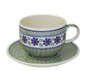 Jumbo cup + saucer - Polish pottery