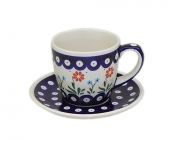 Cup + saucer - Polish pottery